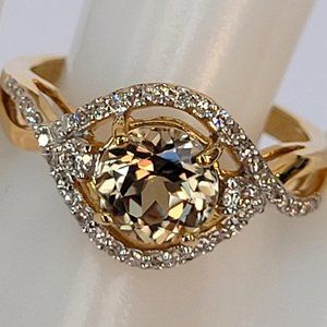 18K Yellow Gold Color Changing Diaspore Diamond Cocktail Ring